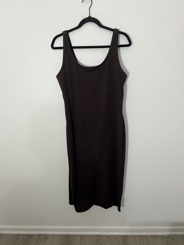 Vuori Halo Essential Tank Dress Size XXL Java Brown Dreamknit Stretch Midi