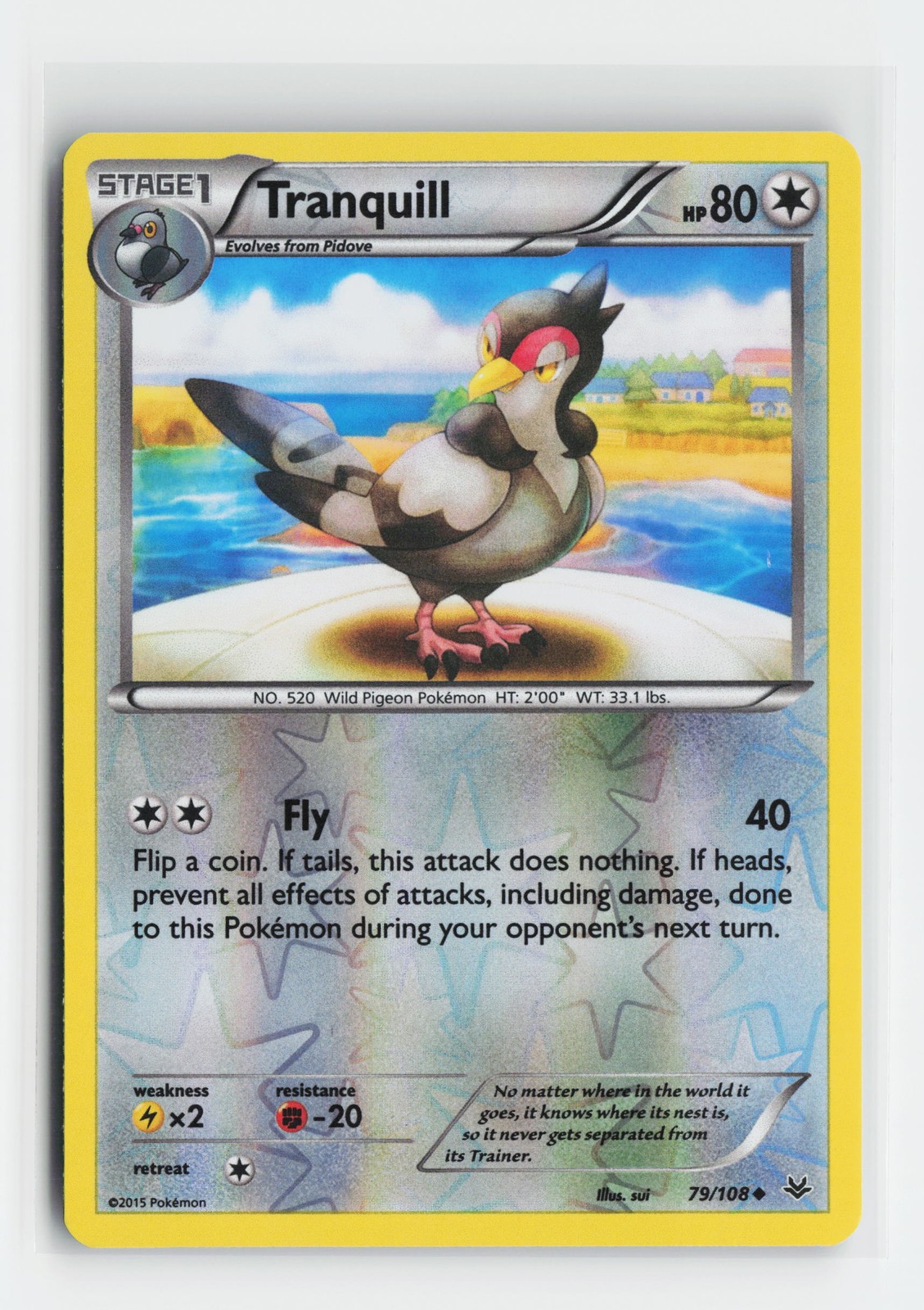 Tranquill 79/108 Uncommon XY - Roaring Skies Reverse Holofoil Pokemon NM