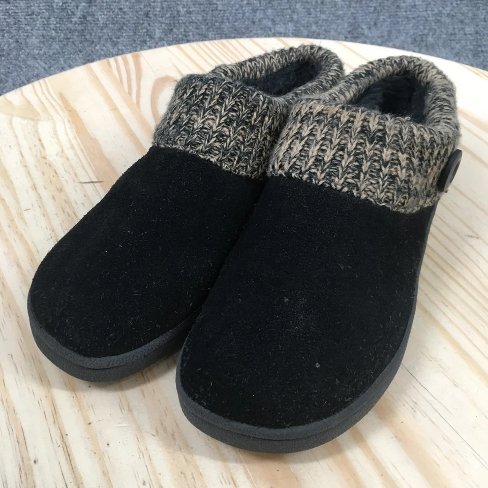 Chinelos Clarks Feminino 9 M Gola de Malha Tamanco Couro Preto Casual Conforto Parte Superior Baixa - Imagem 4 de 4