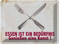 Blechschild 30X40 Cm Essen Ist Ein BedüRfnis Spruch Zitat Deko Geschenk Metall S
