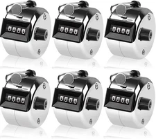Lawei 6 Pack Hand Tally Counter 4-Digit Lap Clicker Handheld Silver 