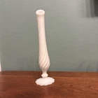 Vintage Fenton White Milk Glass Swirl Swung Bud Vase 9” Footed
