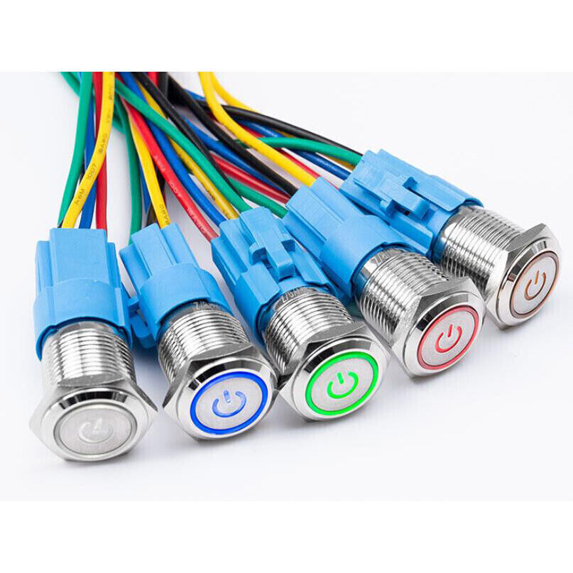 16mm 12V LED ON OFF Waterproof Stainless Steel Latching Push Button ...
