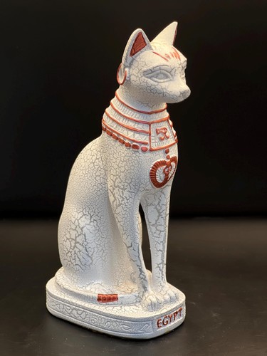 White Marble Egyptian Cat Statue, handmade marble stone Egyptian Cat figurine , - Picture 4 of 10
