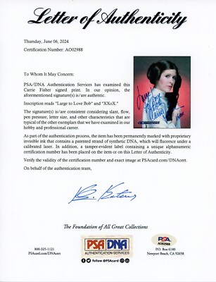 Carrie Fisher ~ Signed Autographed Star Wars Princess Leia 8x10