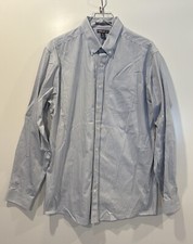 Eddie Bauer Mens Striped Wrinkle Free Relaxed Fit Dress Shirt Size Large Tall