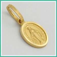 Ciondolo in ORO Giallo 18 Carati kt 750 Madonna Miracolosa Madonnina Medaglia