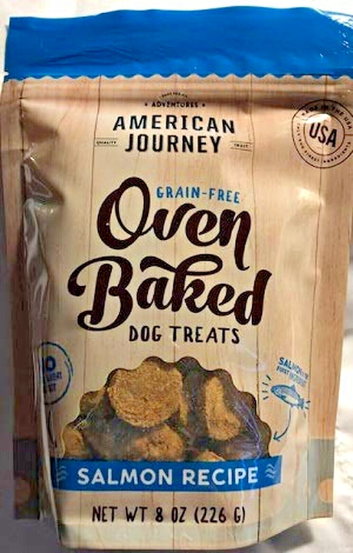 AMERICAN JOURNEY Grain Free Oven Baked Dog Treats - Salmon Recipe (8oz Bag) NEW!