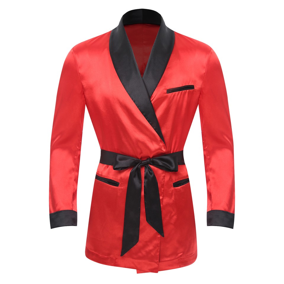 Men s Satin Smoking Jacket Pajamas Bathrobe Kimono Robe With Belt men-s-satin-smoking-jacket-pajamas-bathrobe-kimono-robe-with-belt