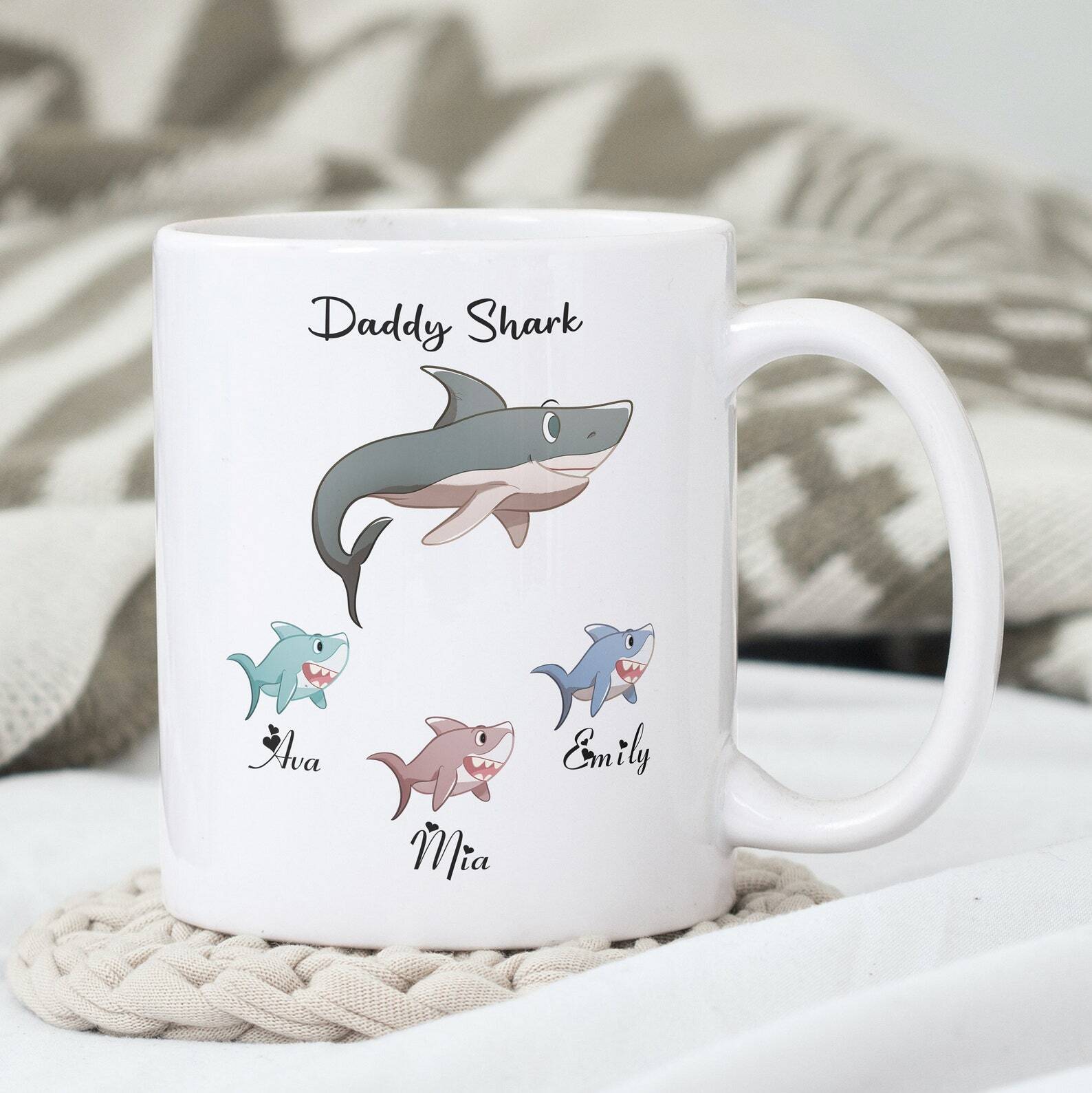 Funny Daddy Shark Customized Mug