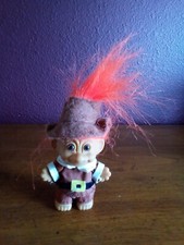 Vintage Russ 4" Pilgrim Boy Troll 18360 Brown Clothing / Orange Hair