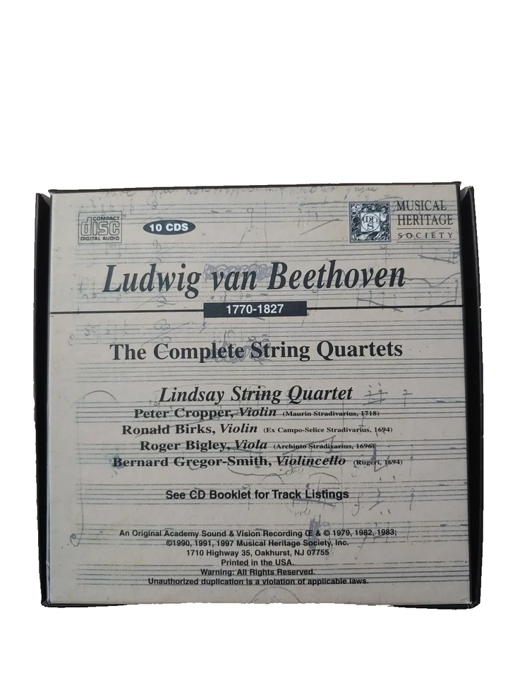 Beethoven The Complete String Quartets Lindsay String Quartet 10 Cds Box Set - Image 2 of 4