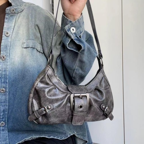 2025 Spring Vintage Y2k Leather Shoulder Bag – Maillard Retro Style, Spicy Chic - Picture 23 of 26