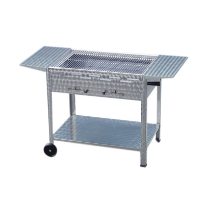 Holzkohlegrill Edelstahl 6er mobil 114 x53 cm höhenverstellbar mit Seitenablagen