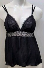 NWT Victoria's Secret Black Silk Blend Triangle Wireless Cami Lingerie Top M