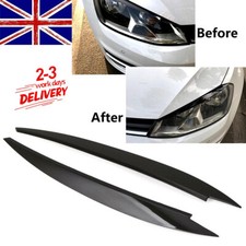 Gloss Black Headlight Eyelid Eyebrow Cover Trim For VW Golf MK7 Golf R GTI GTD