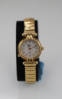 Timex Indiglo Damen Uhr Edelstahl Gold Stretch Batt WR Licht Weiß Quarz