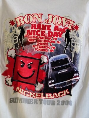 Bon Jovi & Nickelback Have A Nice Day 2006 Tour Vtg Y2K Band Shirt