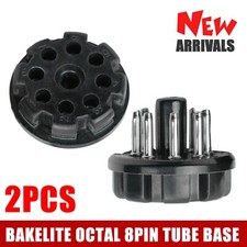 New 2pc Bakelite Octal 8pin Tube Base For 6sn7 El34 Power Plug Black