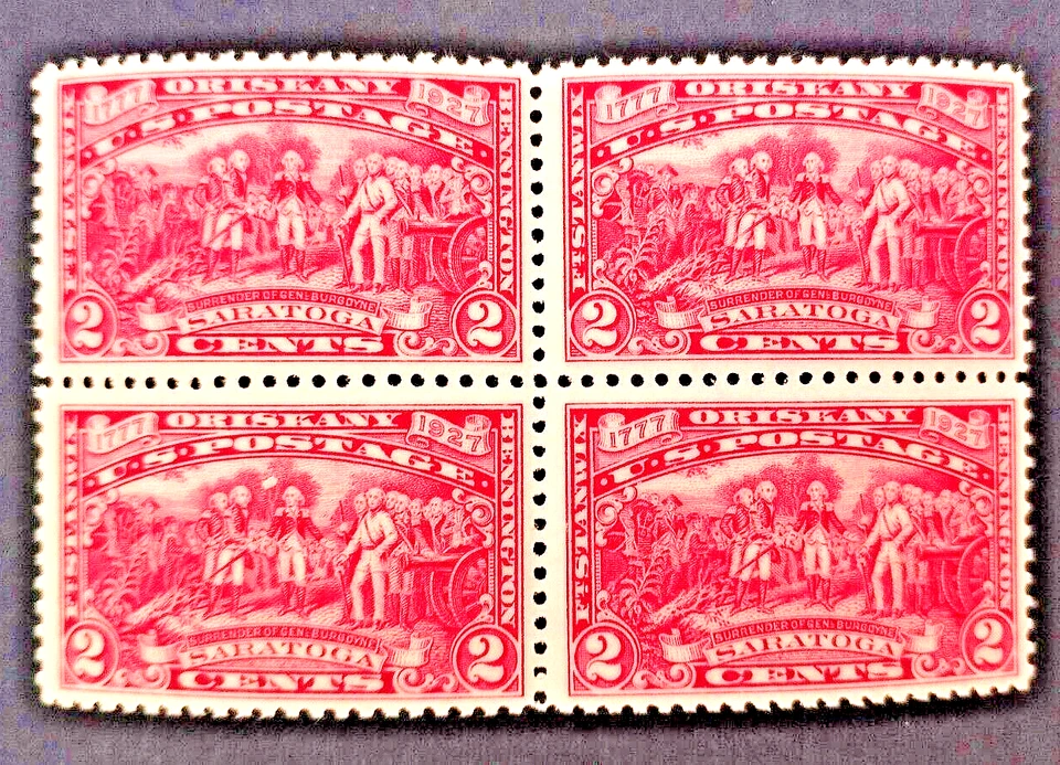 US stamps 1927 Victory at Saratoga Sc#644 block of 4 MVLH OG VF - Image 2 of 4