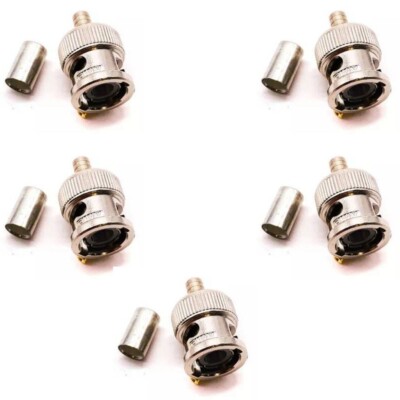 AMP BNC Plug Connector Crimp ST Cable Mount, 5 PCS