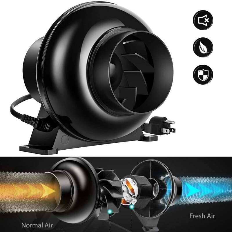 4 inch 195CFM Plastic Round Exhaust Inline Duct Fan for Hydroponics Grow |  eBay