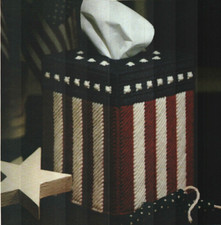 ALL AMERICAN TISSUE BOX COVER PATRIOTIC PLASTIC CANVAS PATTERN INSTRUCTIONS