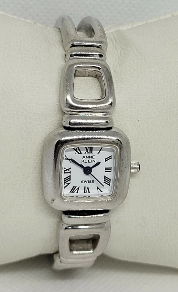Reloj analógico rectangular suizo Anne Klein de plata de ley 925 para dama 12/6245 E9 Foto 3 de 4