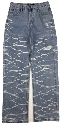 The Kript Acid Washed Jeans High Rise 100% Cotton Womens Large 27.5 X 30 Blue