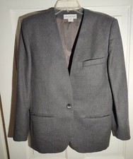 Jones New York Wool Women Size 8 Jacket Blazer Made in USA Charcoal Grey
