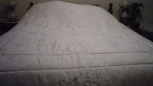 VTG FULL / QUEEN CREAM / IVORY LUXURY COMFORTER/BEDSPREAD WITH SHAMS
