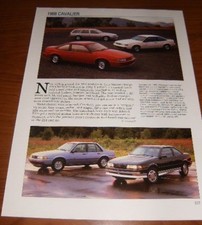 1988 Chevy Cavalier Spec Sheet Info Photo 88 Z24 Rs Vl Convertible Coupe