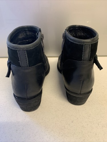Size 6 37 AIRFLEX Black leather mid block heel ankle boot ‘Scamper’ ankle strap. - Picture 5 of 8