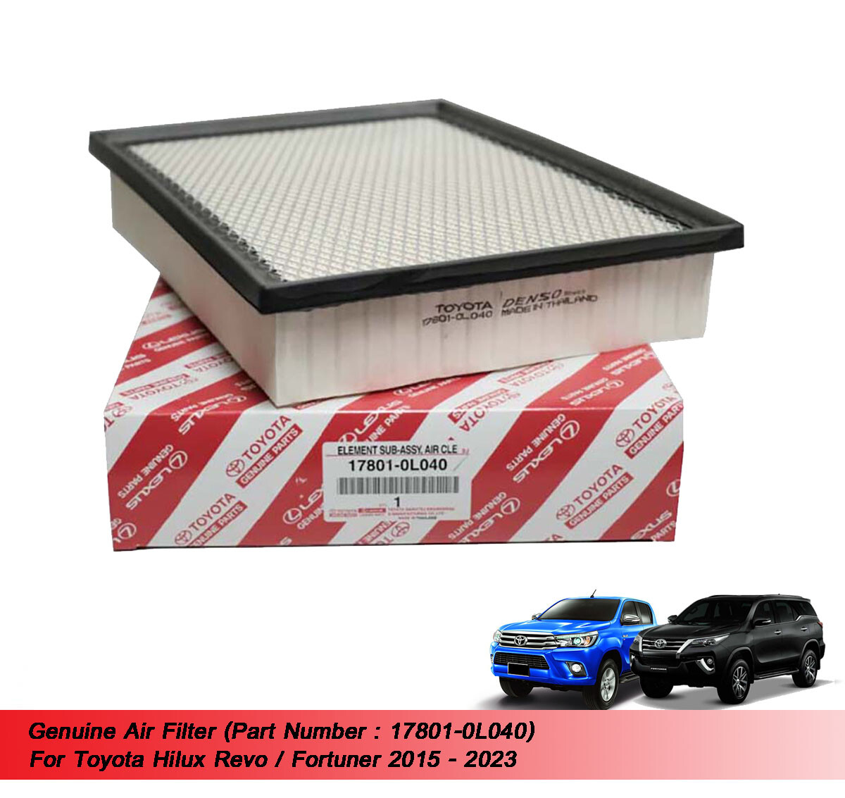 トヨタ純正 エアーフィルター ハイラックス GUN125 エアフィルター エアーエレメント 17801-0L040 Air Filter 17801-0L040 Fit Toyota Hilux Revo / Fortuner 2015 2016 - 2023 |  eBay CAREG エア
