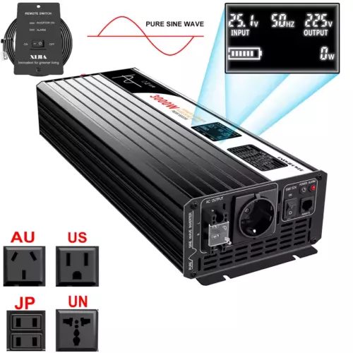 Reiner Sinus Wechselrichter 48V DC auf 220V AC, 3000W (6000W Surge), Europa Steckdose