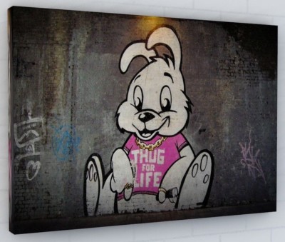 BANKSY THUG FOR LIFE RABBIT STREET ART CANVAS PICTURE PRINT | eBay UK
