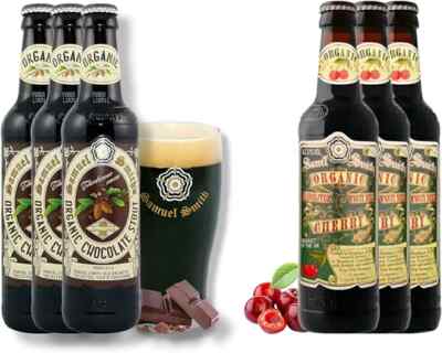 3x Samuel Smith Organic Chocolat Stout Bier + 3x  Organic Cherry 7,15E/L