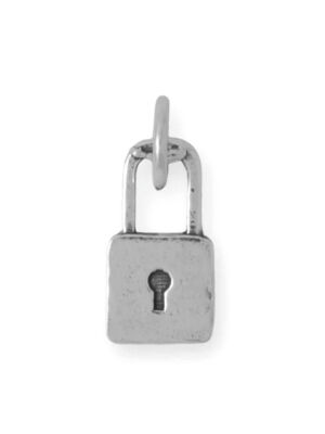Padlock Charm Oxidized Sterling Silver