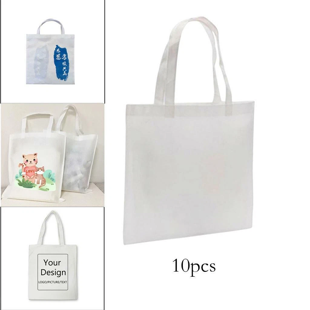 10pcs Sublimation Blank Polyester Shopping Bag Crafting Decorating Tote Bag