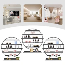 Wall Mounted 5 Tier Nail Polish Rack Ironwork Display Stand Salon W/ 3 Stands