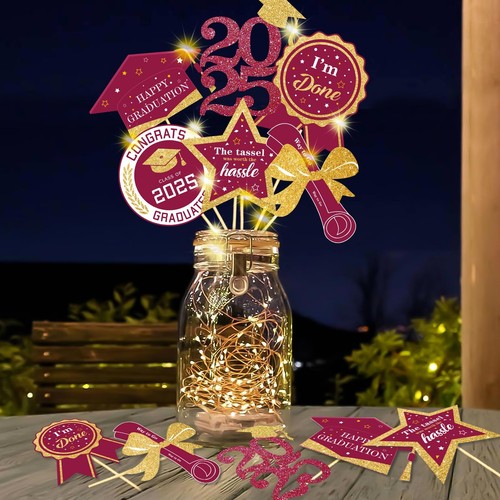 Graduation Decorations for Class of 2025-30pcs Party Table Sticks w/ LED String - Picture 12 of 12