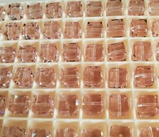 Vintage Swarovski 5601 8mm cube beads, Cantaloupe 6pcs color-changing