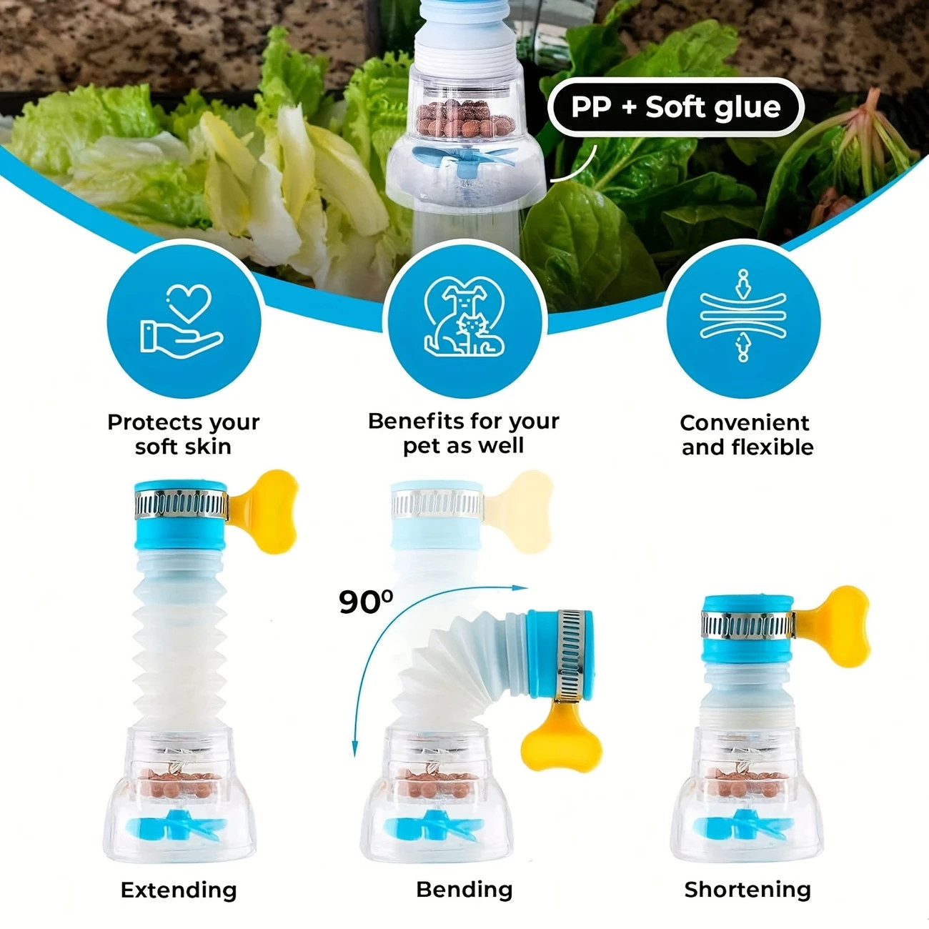 3-Speed 360&deg; Rotatable Adjustment Faucet Extension Water Saving Kitchen Faucet