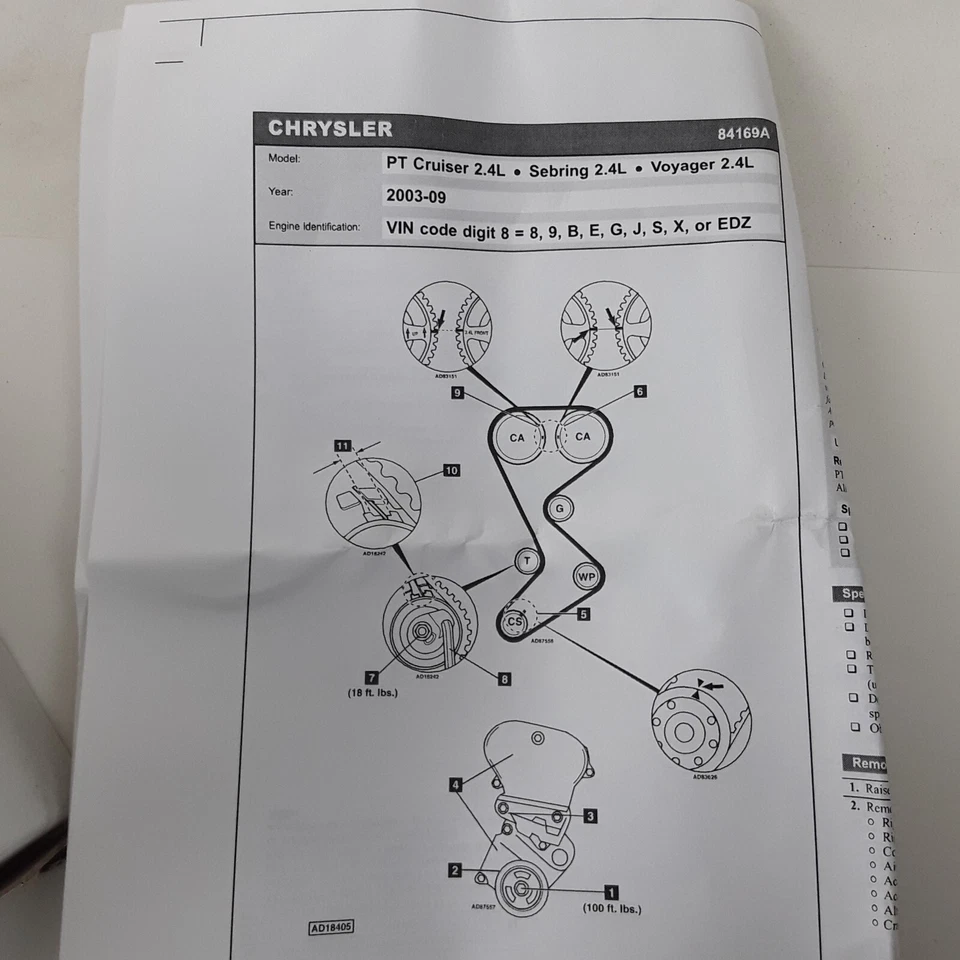 Kit de componentes de correa de distribución del motor para Chrysler PT Cruiser Sebring Voyager 03-10 Foto 3 de 4