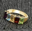 Multi-Gemstone Ring Gold Plated Wedding Ring Handmade Ring Jewelry For Women