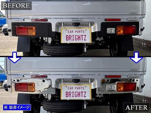 Daihatsu Hijet S500P S510P Super Mirror Stainless Plated Rear Bumper Panel 3PC - Picture 6 of 6
