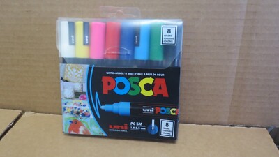 UNI PC-5M POSCA 1.8-2.5MM WATER-BASED MULTI-COLOR MARKER CRAFT PENS 8 COLORS NEW