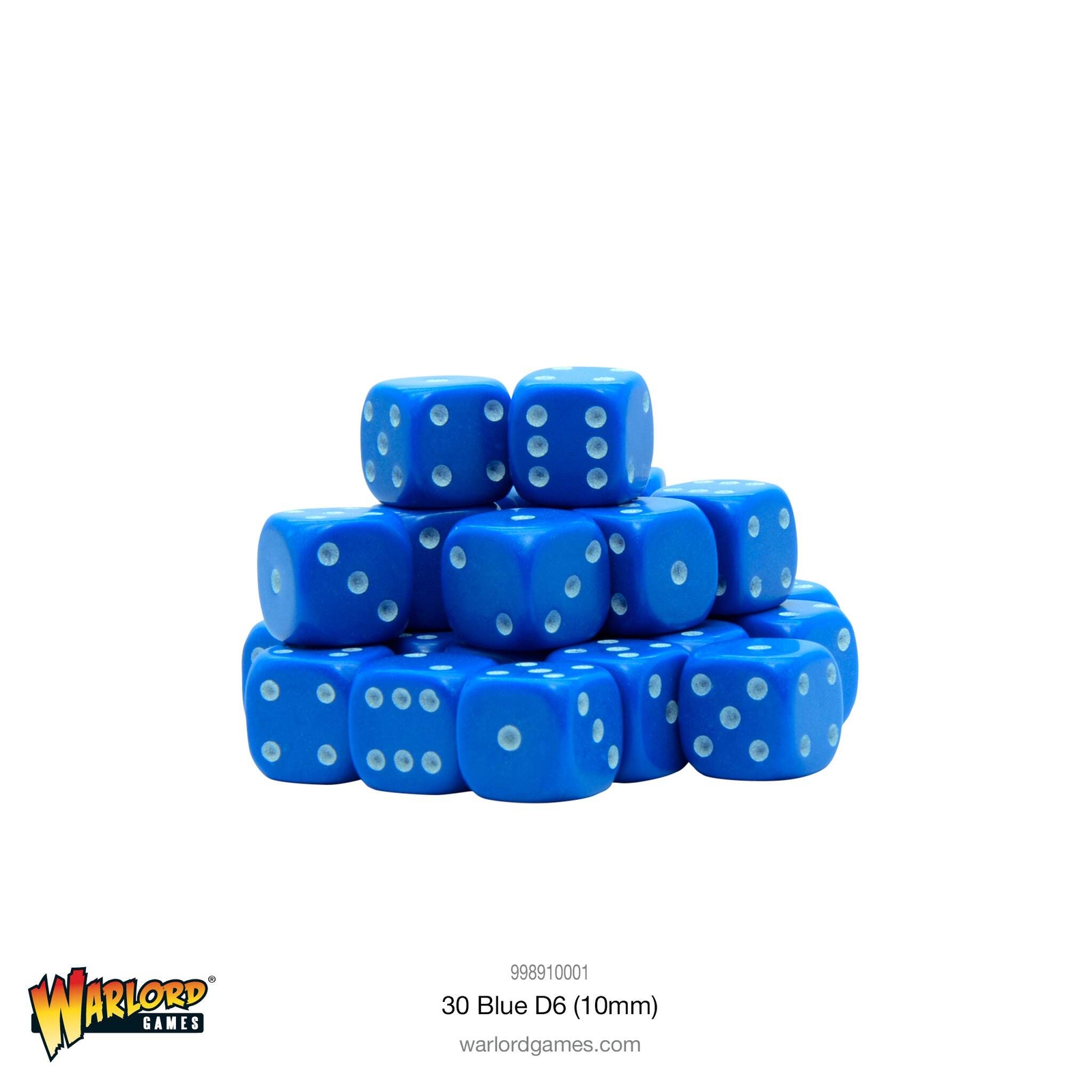 30 Blue D6 (10mm) - Dice - Wargaming Tabletop - Warlord Games