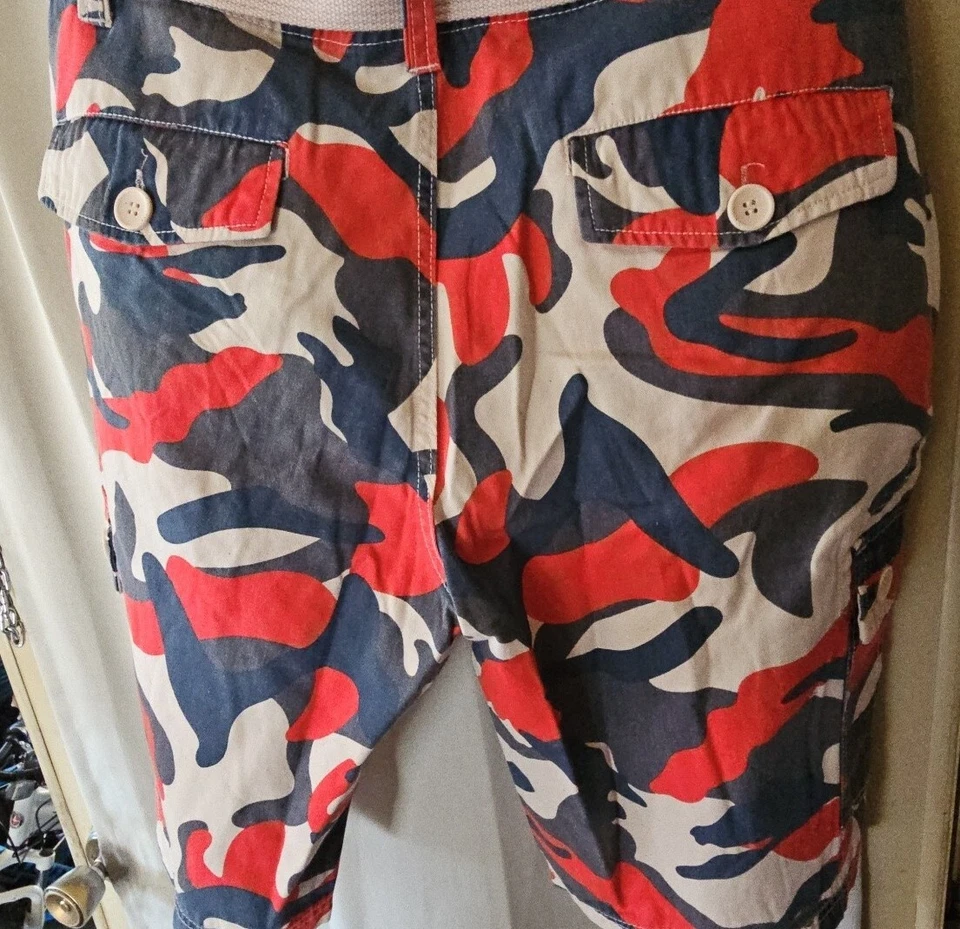 Pantalones Cortos de Carga Para Hombre Multi Bolsillo Algodón Camuflados Ejército Con Cinturón Tejido Doble Anillo Foto 2 de 4