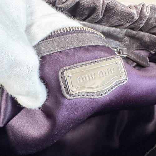 MIU MIU Vitello Grey Leather Top Handle Bag - Picture 16 of 17